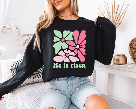 He Is Risen Christian Sweatshirt, Behold Floral Christian Sweatshirt, Soft Casual Style