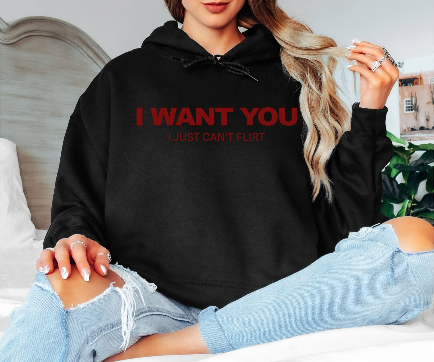 I Want You But I Just Can’t Flirt Hoodie – Funny Awkward Humor Graphic Hoodie