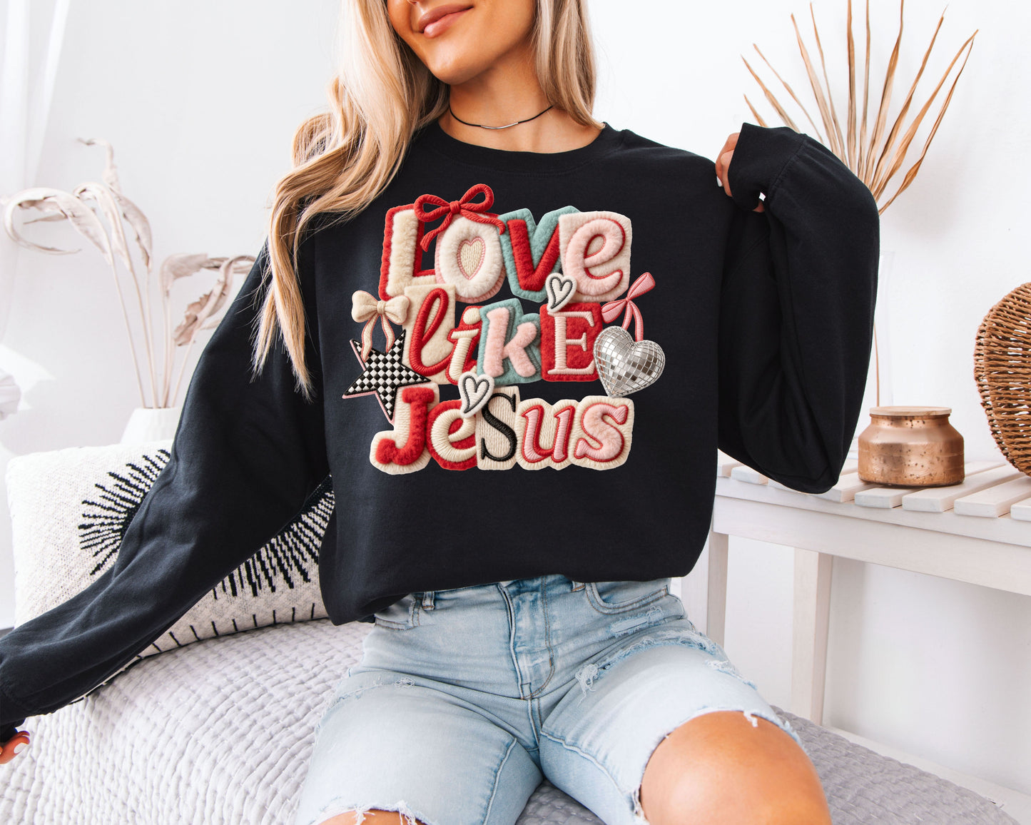LOVED John 3:16 Sweatshirt | Distressed Varsity Christian Crewneck | Bible Verse Valentine Gift (Copy)