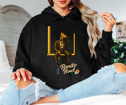Benito Bowl Football Hoodie, Funny Tailgate Graphic Hooded Sweatshirt for Game Day