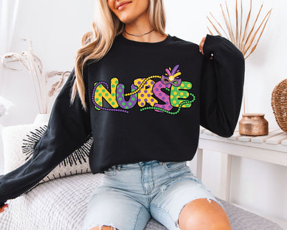 Cozy Festival Fit Mardi Gras Crewneck