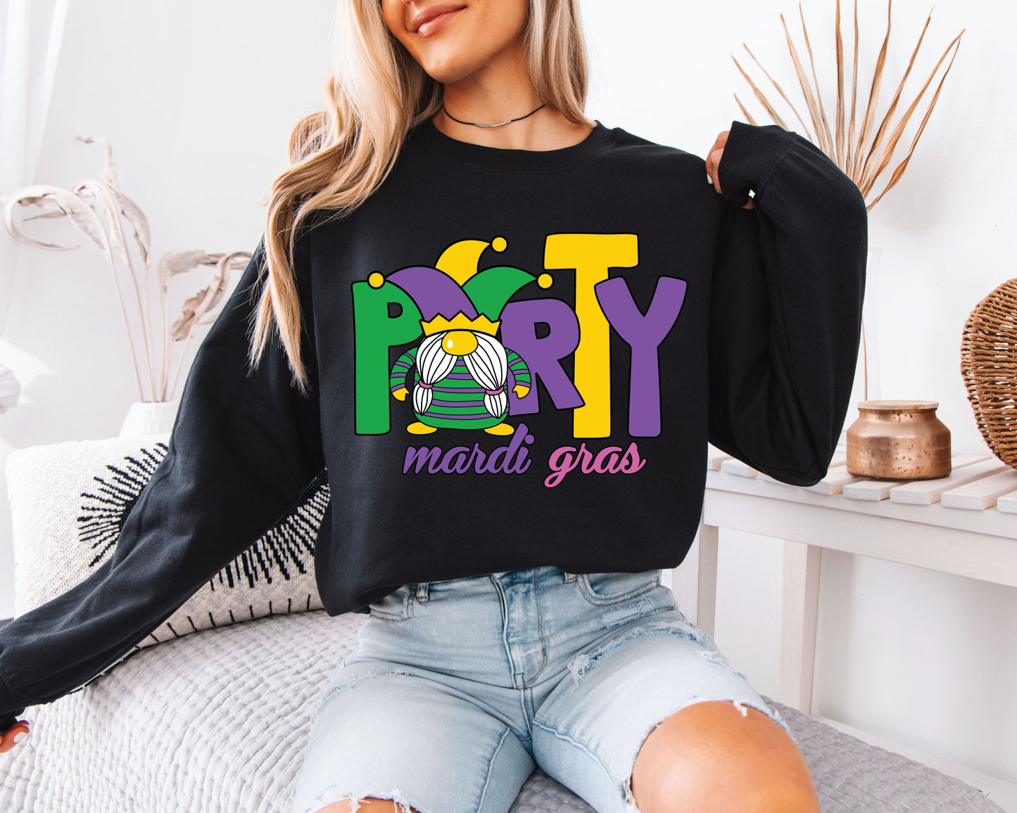 Mardi Gras Color Pop Crewneck Sweatshirt
