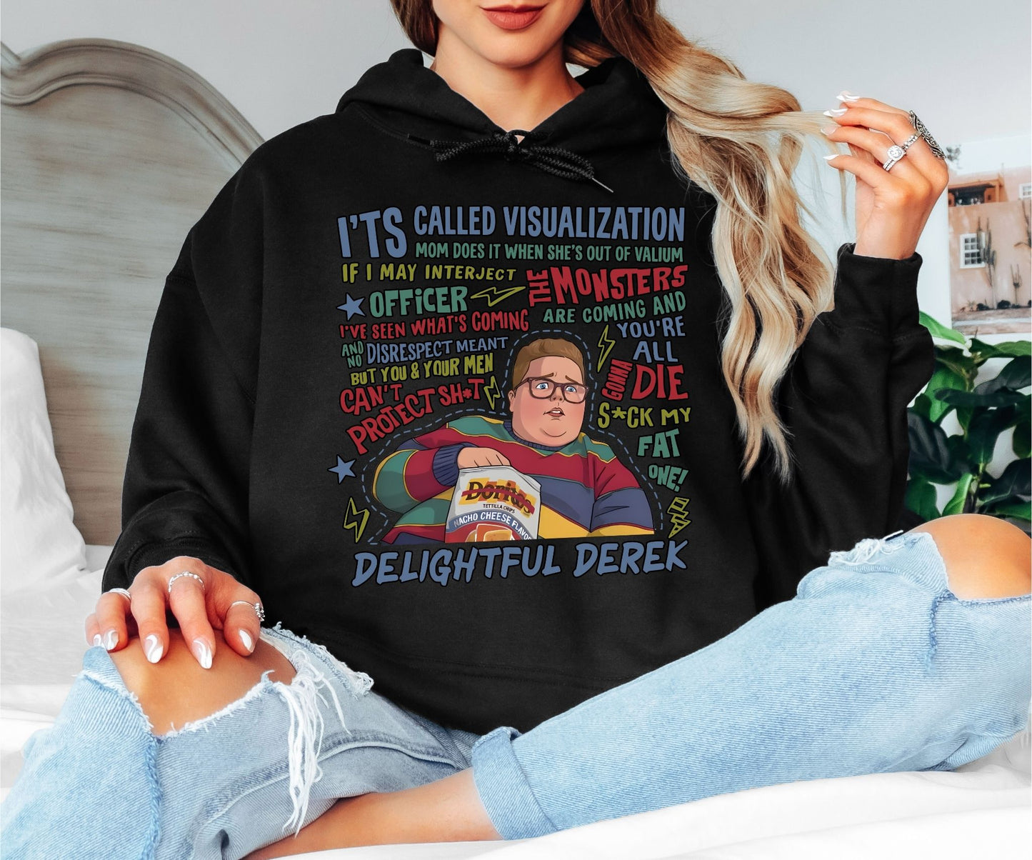 Delightful Derek Hoodie, Stranger Things Inspired Funny Quote Hoodie, Sarcastic Graphic Unisex Pullover