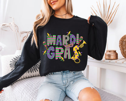 Purple Green Gold Mardi Gras Sweatshirt