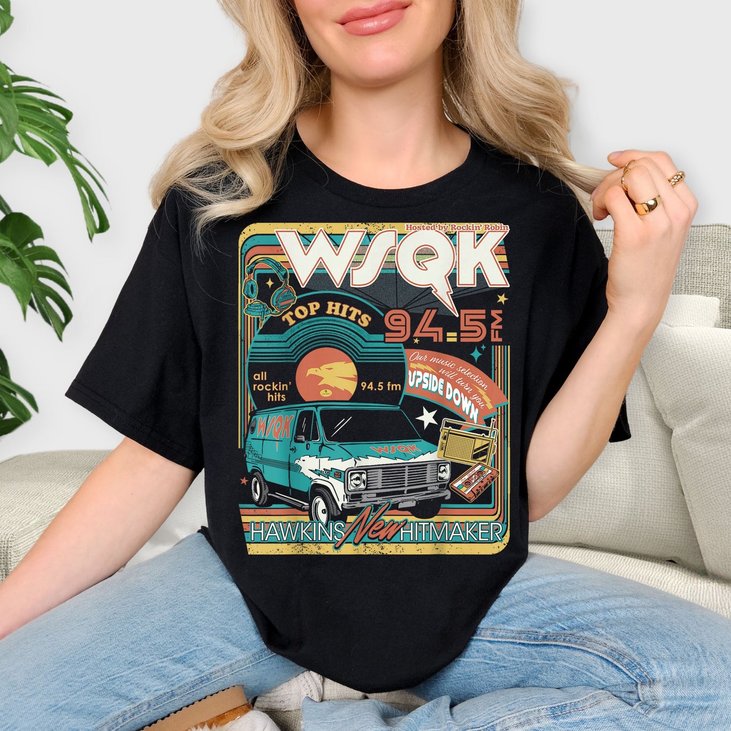 WSQK Hawkins New Hitmaker Shirt - Retro 80s Radio Station Tee, Vintage Broadcast Van Sweatshirt, Sci-Fi Nostalgia Gift, Rockin' Hits FM Radio Apparel