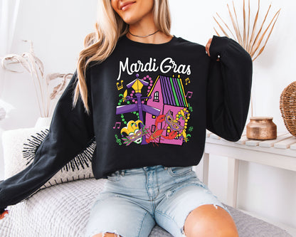Cozy Mardi Gras Sweatshirt for Carnival Season