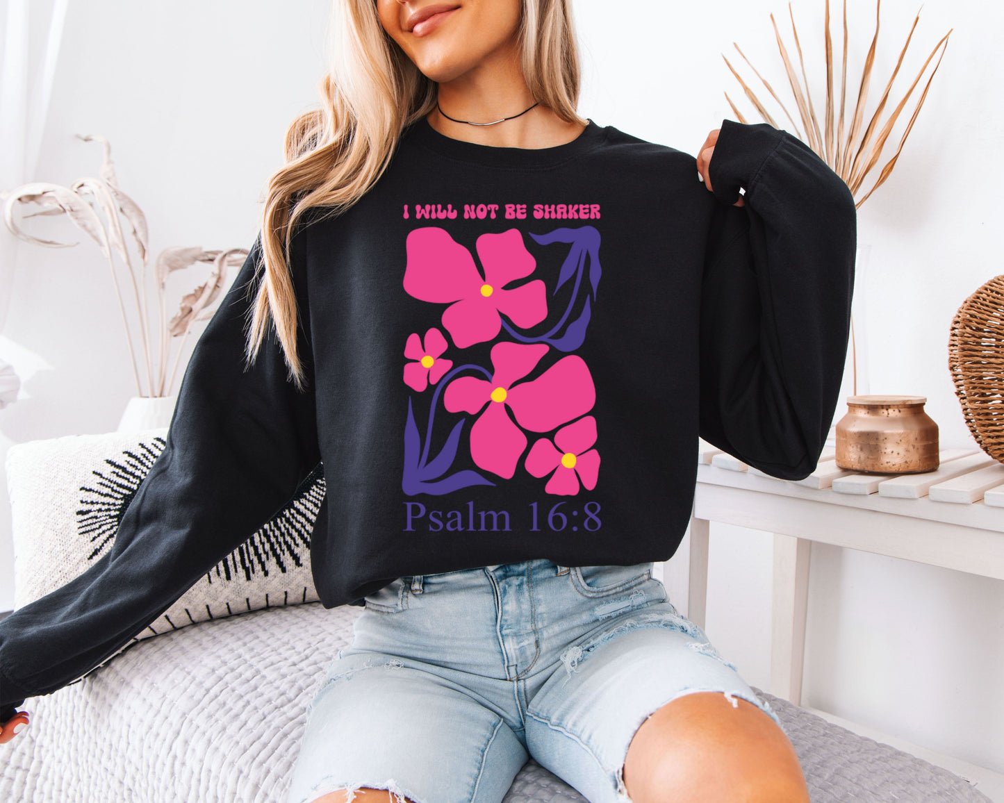 Retro Christian Sweatshirt, Scripture Nature Graphic Crewneck, Casual Faith Pullover