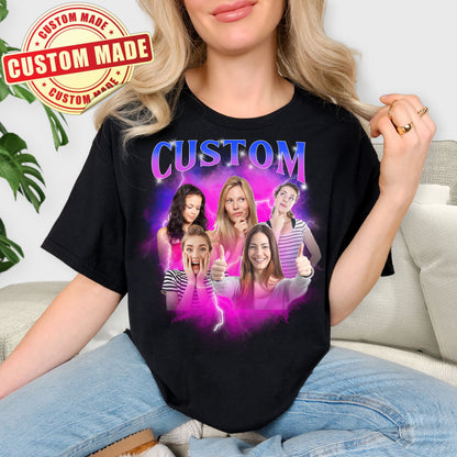 Custom Bootleg Rap Tee (Comfort Colors Style) - Personalized 90s Vintage Photo T-Shirt - Custom Graphic Gift