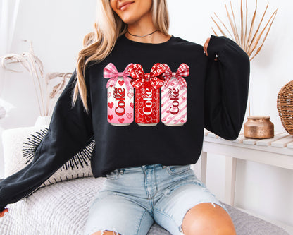 Diet Coke Valentine Sweatshirt | Coquette Bow Soda Can Crewneck | Cute Galentine’s Gift for Her