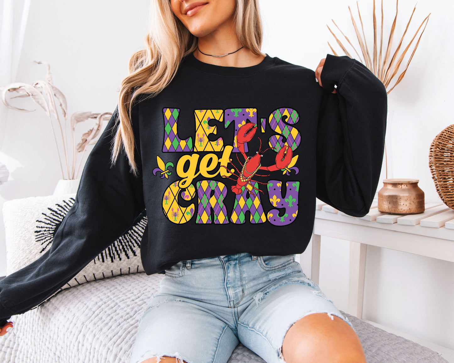 Party Ready Mardi Gras Crewneck Pullover