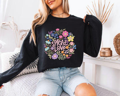 Colorful Petal Collage Tee – Retro Flower Art T-Shirt, Bright Botanical Print Top, Everyday Casual Spring Shirt