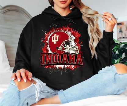 Indiana Football Helmet Hoodie – College Football Inspired Graphic Hoodie, Indiana Fan Unisex Sweatshirt, Game Day Hoodie