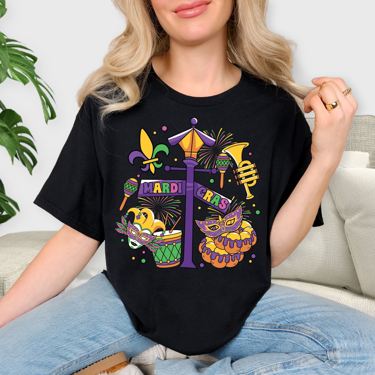 Fun Mardi Gras Party Tee with Carnival Theme