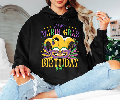 Mardi Gras Hoodie – Beads Masks & Carnival Fun