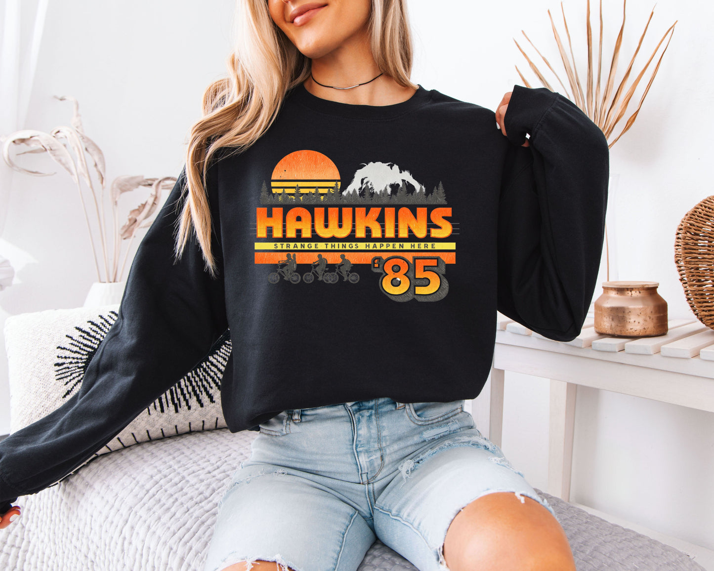 Hawkins 85 Sweatshirt, Stranger Things Inspired Retro Graphic Shirt, 80s TV Show Unisex Crewneck