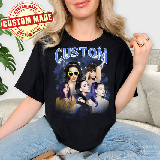 Custom Bootleg Rap Tee - Vintage 90s Style Personalized T-Shirt - Custom Photo Graphic Tee - Retro Streetwear Gift