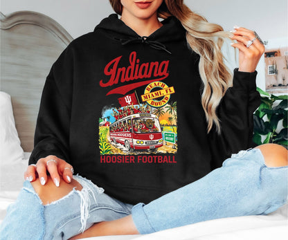 Indiana Hoosiers Football Hoodie – Miami Bowl Bound Championship Graphic, Vintage College Sports Fan Hoodie