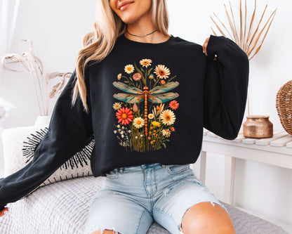 Retro Floral Sweatshirt, Colorful Flower Graphic Crewneck, Botanical Aesthetic Pullover, Cute Garden Inspired Cozy Top, Nature Lover Gift