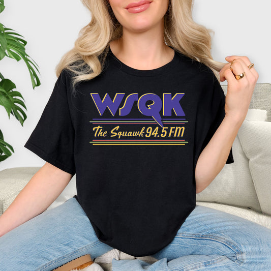 WSQK The Squawk 94.5 FM Shirt - Retro Radio Station T-Shirt, Vintage 80s Broadcast Tee, Nostalgic Media Enthusiast Sweatshirt, Classic FM Radio Gift