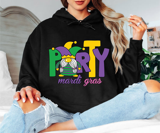 Mardi Gras Hoodie – Celebrate in Purple Green Gold
