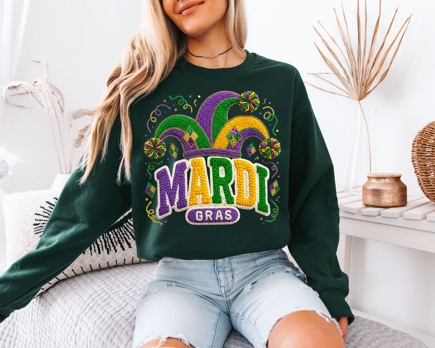 Cozy Parade Day Mardi Gras Crewneck