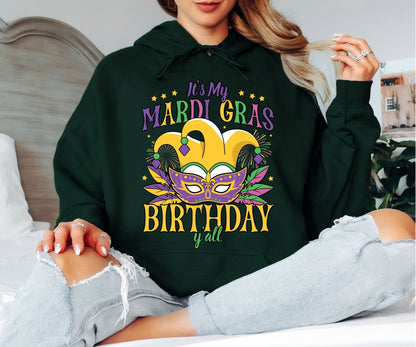 Mardi Gras Hoodie – Beads Masks & Carnival Fun