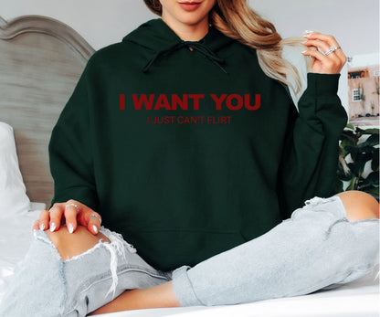 I Want You But I Just Can’t Flirt Hoodie – Funny Awkward Humor Graphic Hoodie