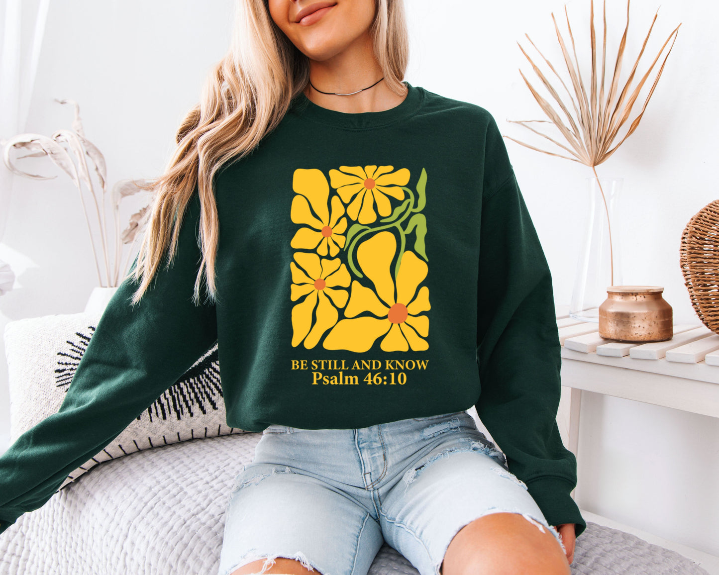 Christian Floral Sweatshirt, Faith-Based Religious Crewneck, Bible Verse Inspirational Apparel