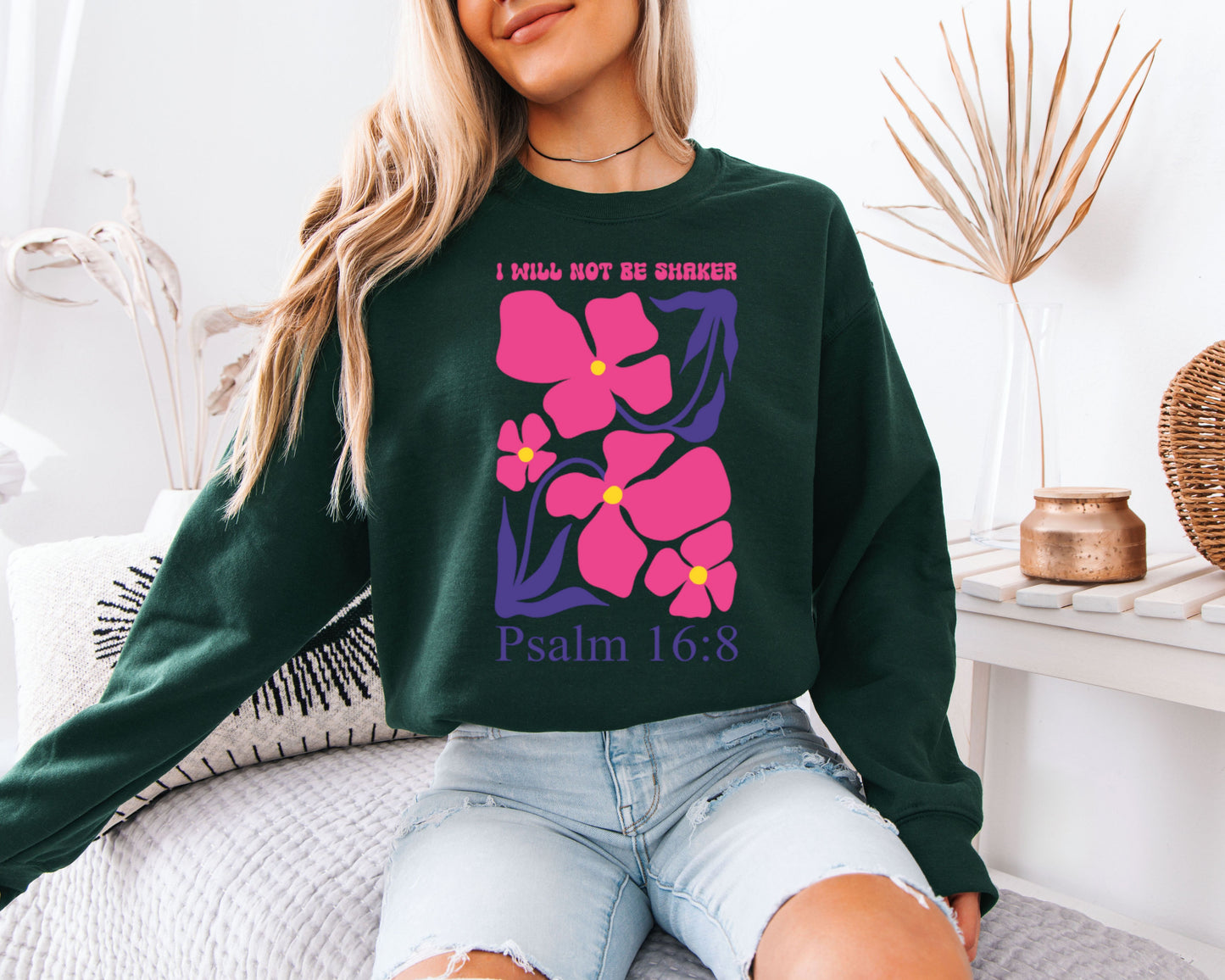 Retro Christian Sweatshirt, Scripture Nature Graphic Crewneck, Casual Faith Pullover