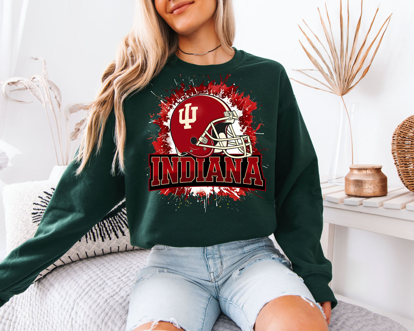 Indiana Football Sweatshirt, Indiana Hoosiers Inspired Helmet Shirt, College Football Unisex Crewneck