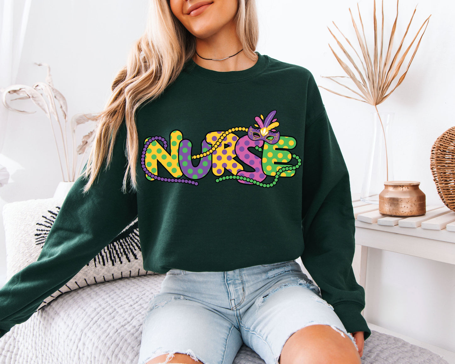 Cozy Festival Fit Mardi Gras Crewneck