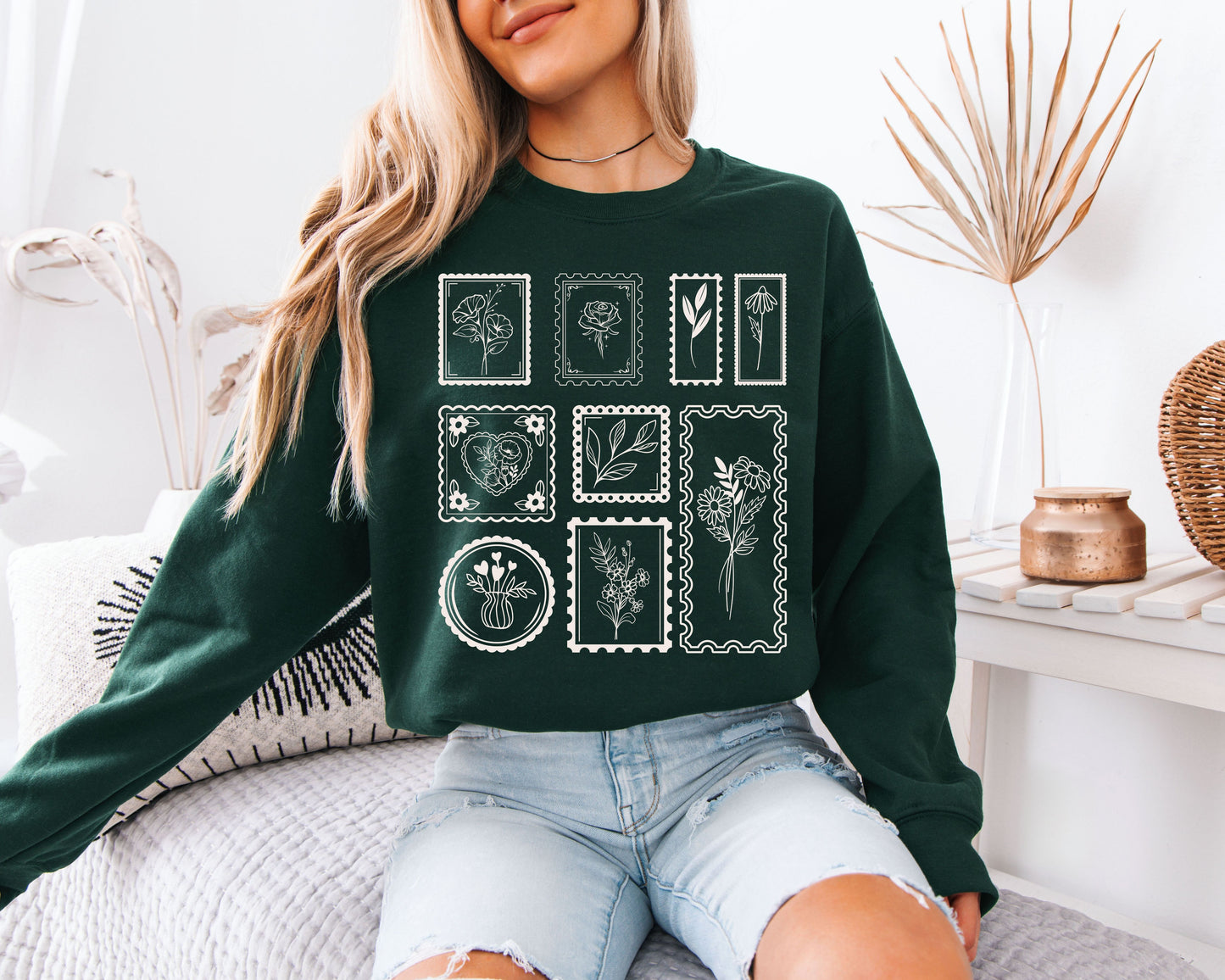 Floral Quote Sweatshirt, Aesthetic Nature Crewneck Pullover, Inspirational Typography, Cute Casual Top
