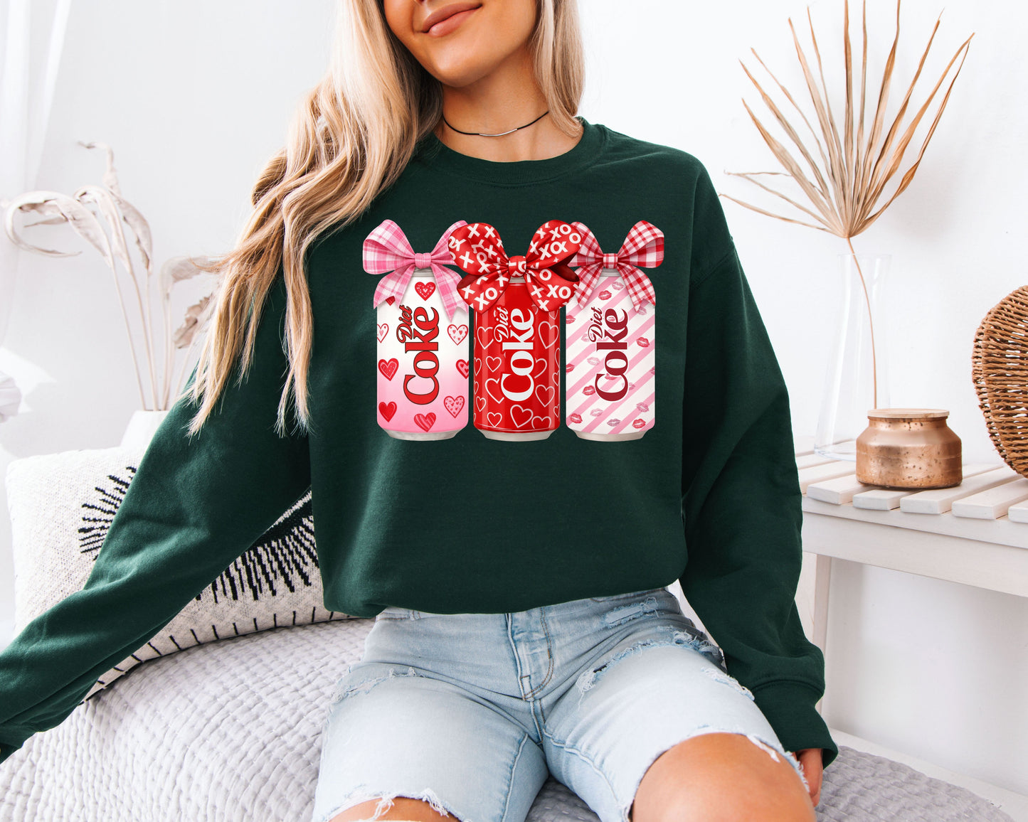 Diet Coke Valentine Sweatshirt | Coquette Bow Soda Can Crewneck | Cute Galentine’s Gift for Her