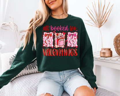 All Booked for Valentines Sweatshirt | Coquette Bow Book Lover Crewneck | Cute Reading Gift for Her