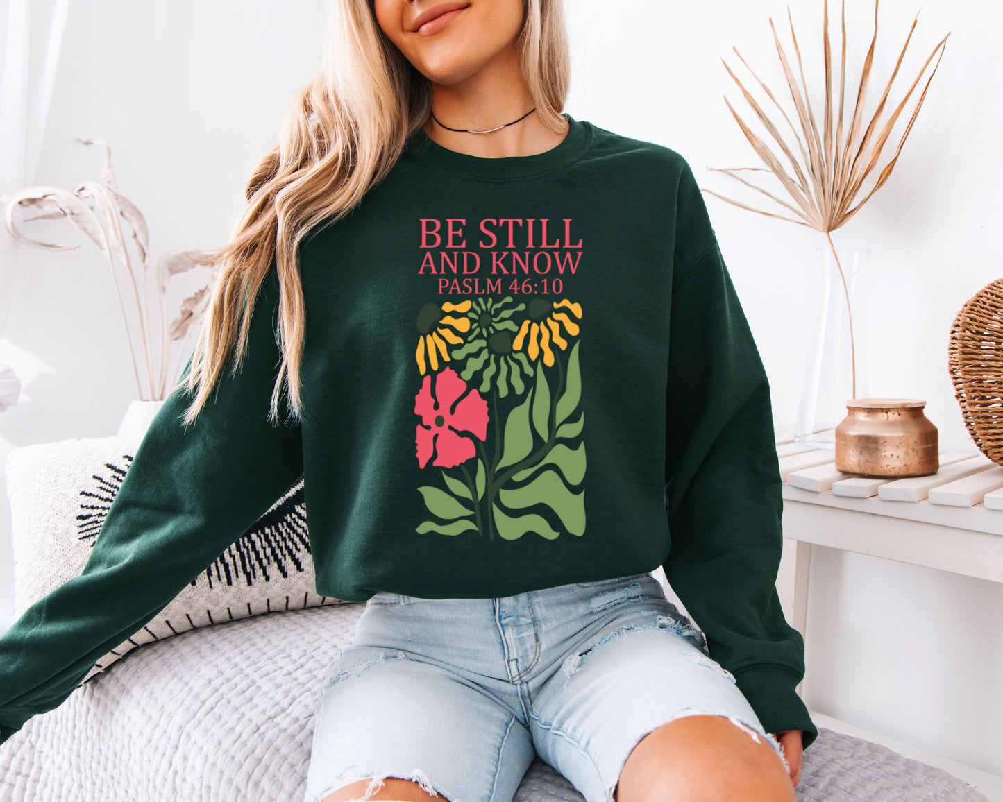 Vintage Faith Sweatshirt, Christian Nature Graphic Crewneck, Cozy Religious Pullover