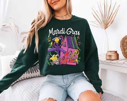 Cozy Mardi Gras Sweatshirt for Carnival Season