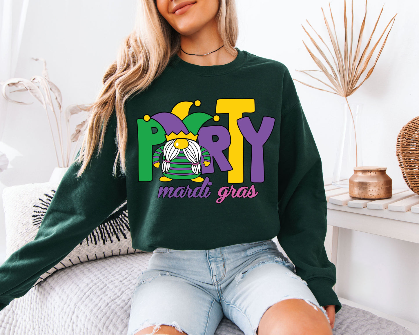 Mardi Gras Color Pop Crewneck Sweatshirt