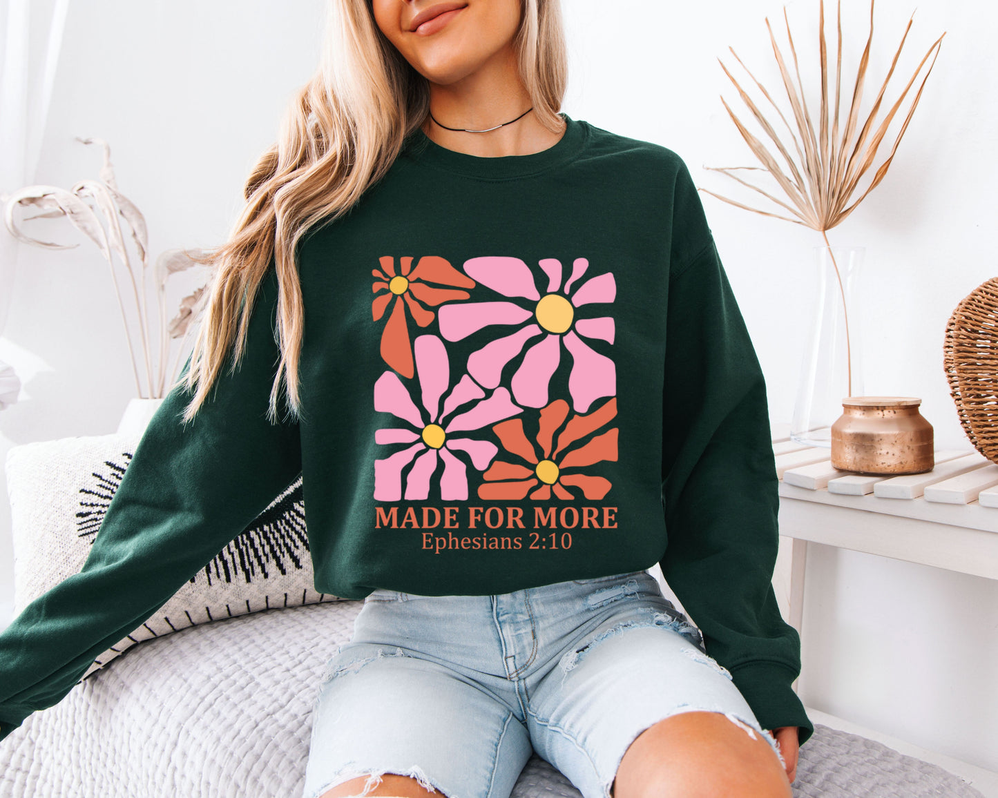 Retro Garden Faith Sweatshirt, Christian Floral Graphic Crewneck, Soft Fit Pullover