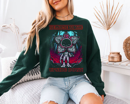 Upside Down Sweatshirt, Stranger Things Inspired Demogorgon Shirt, Horror Sci Fi Retro Unisex Crewneck