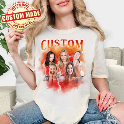 Custom Bootleg Rap Tee (Comfort Colors Style) - Personalized 90s Vintage Photo T-Shirt - Custom Graphic Gift