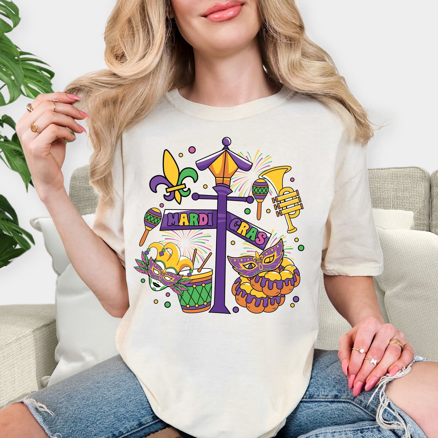 Fun Mardi Gras Party Tee with Carnival Theme