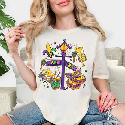 Fun Mardi Gras Party Tee with Carnival Theme