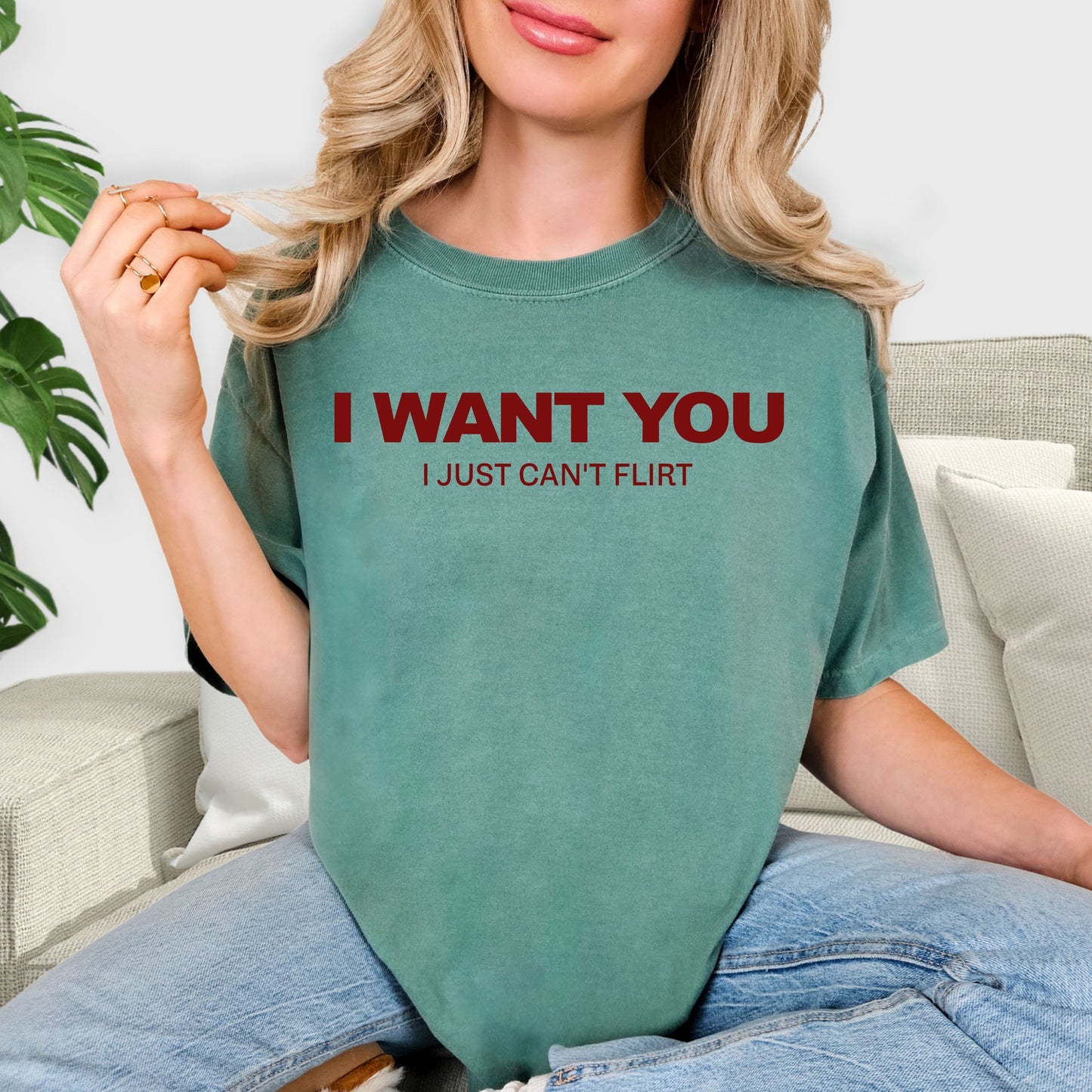 I Want You I Just Can't Flirt Shirt - Funny Sarcastic Quote Tee, Socially Awkward Humor Sweatshirt, Introvert Gift, Minimalist Statement Shirt