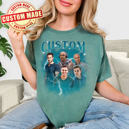 Custom Bootleg Rap Tee (Comfort Colors Style) - Personalized 90s Vintage Photo T-Shirt - Custom Graphic Gift