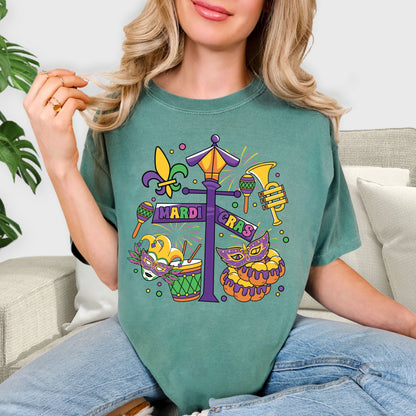 Fun Mardi Gras Party Tee with Carnival Theme