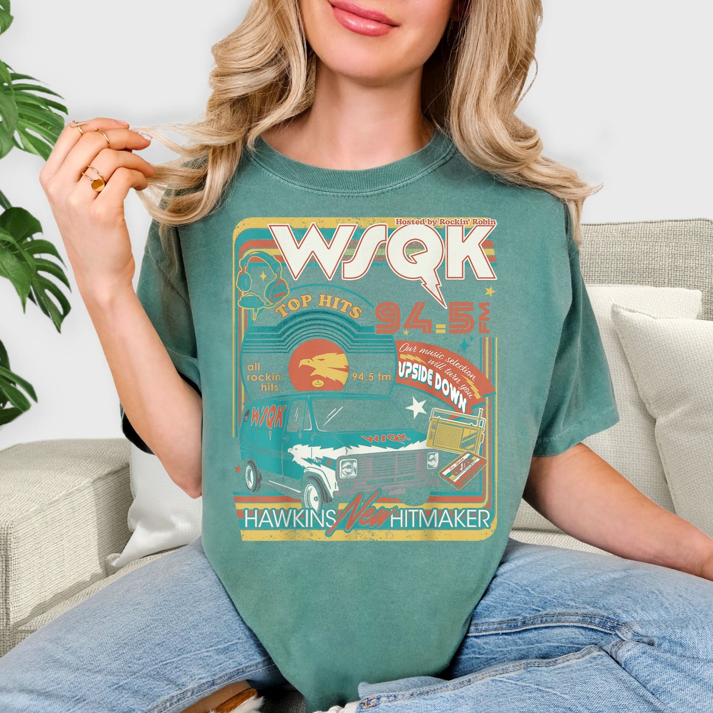 WSQK Hawkins New Hitmaker Shirt - Retro 80s Radio Station Tee, Vintage Broadcast Van Sweatshirt, Sci-Fi Nostalgia Gift, Rockin' Hits FM Radio Apparel