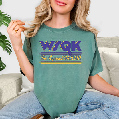 WSQK The Squawk 94.5 FM Shirt - Retro Radio Station T-Shirt, Vintage 80s Broadcast Tee, Nostalgic Media Enthusiast Sweatshirt, Classic FM Radio Gift