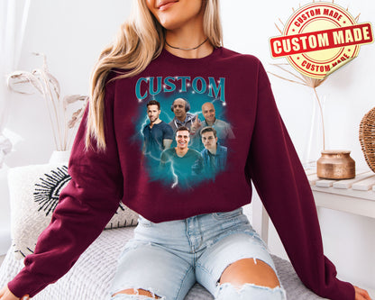 Custom Bootleg Crewneck Sweatshirt - Personalized 90s Vintage Style Photo Sweater - Best Friend & Group Gift