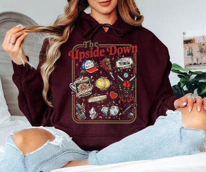 The Upside Down Hoodie, Stranger Things Inspired Graphic Hoodie, Retro Horror Aesthetic Unisex Pullover