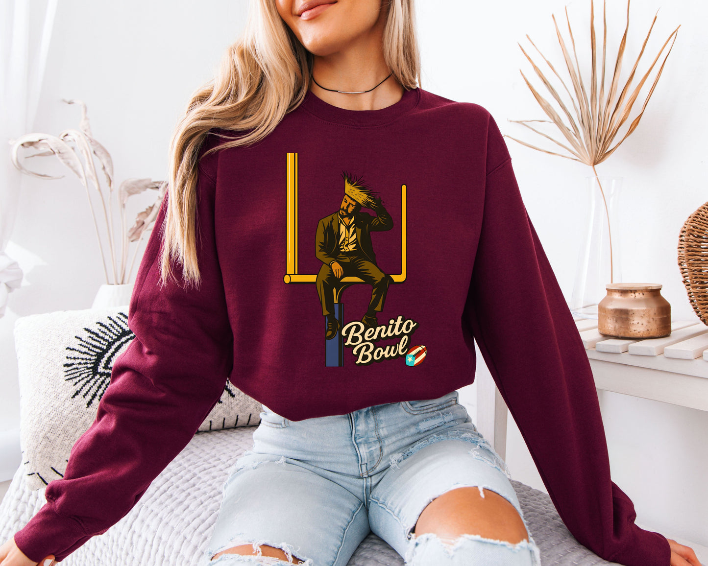 Benito Bowl Football Sweatshirt, Cozy Game Day Crewneck, Retro Sports Graphic Pullover